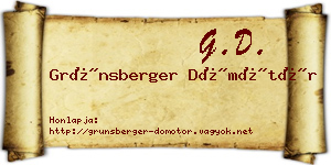 Grünsberger Dömötör névjegykártya